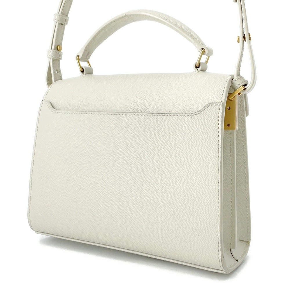 Saint Laurent Paris Cassandra Top Handle Leather Handbag Shoulder Bag White - Picture 2 of 12